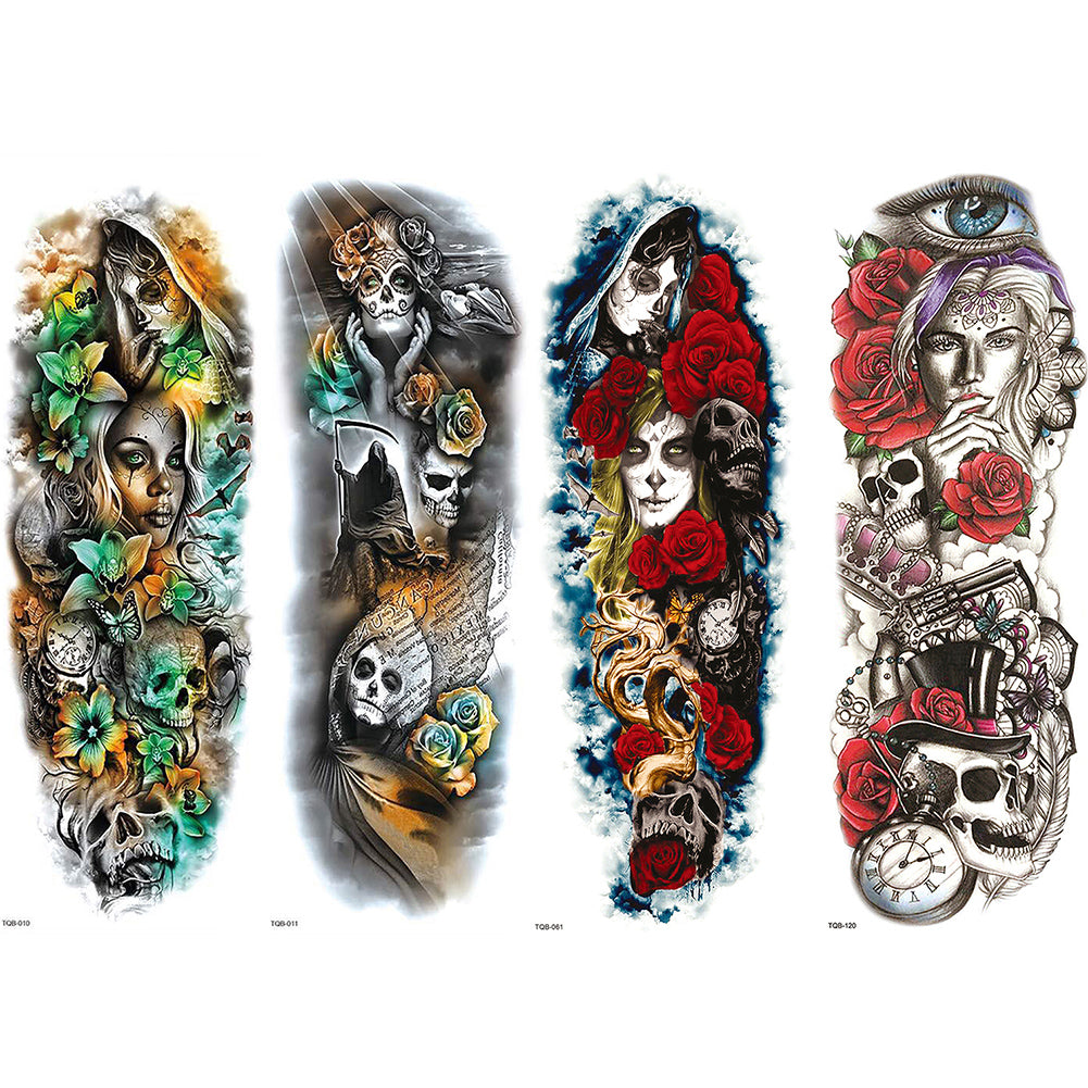 4 Sheets Human Carnival Butterfly Clock Full Arm Sleeves