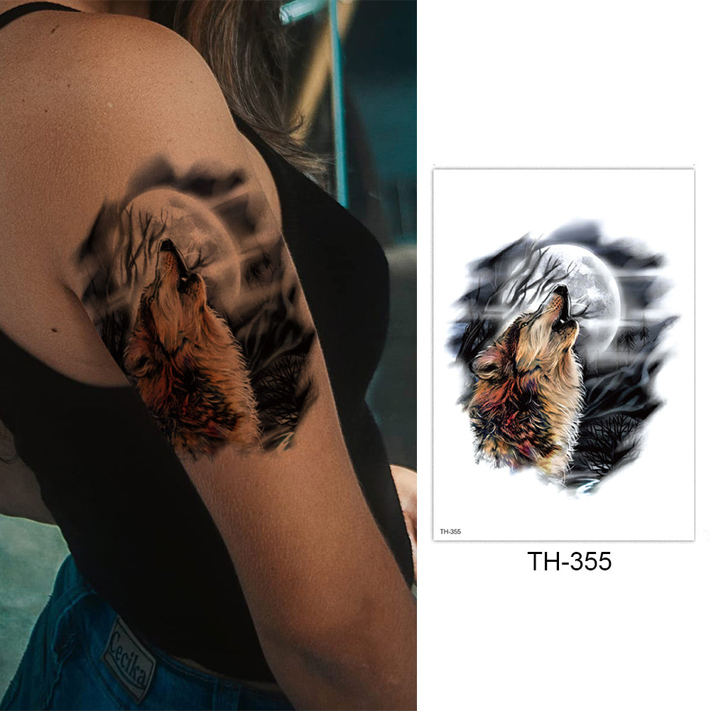 4 Sheets Wolf Half Arm Temporary Tattoo Stickers