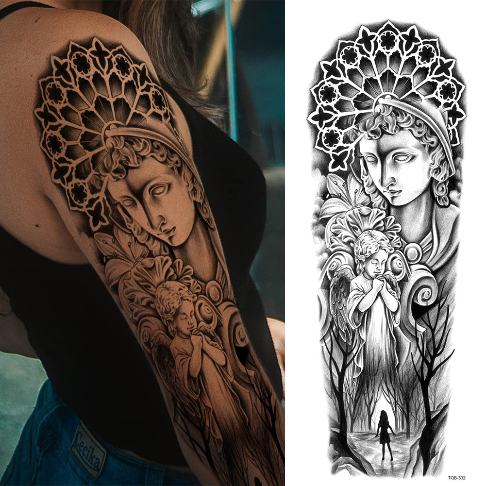 3 Sheets Angel Skull Full Arm Sleeves