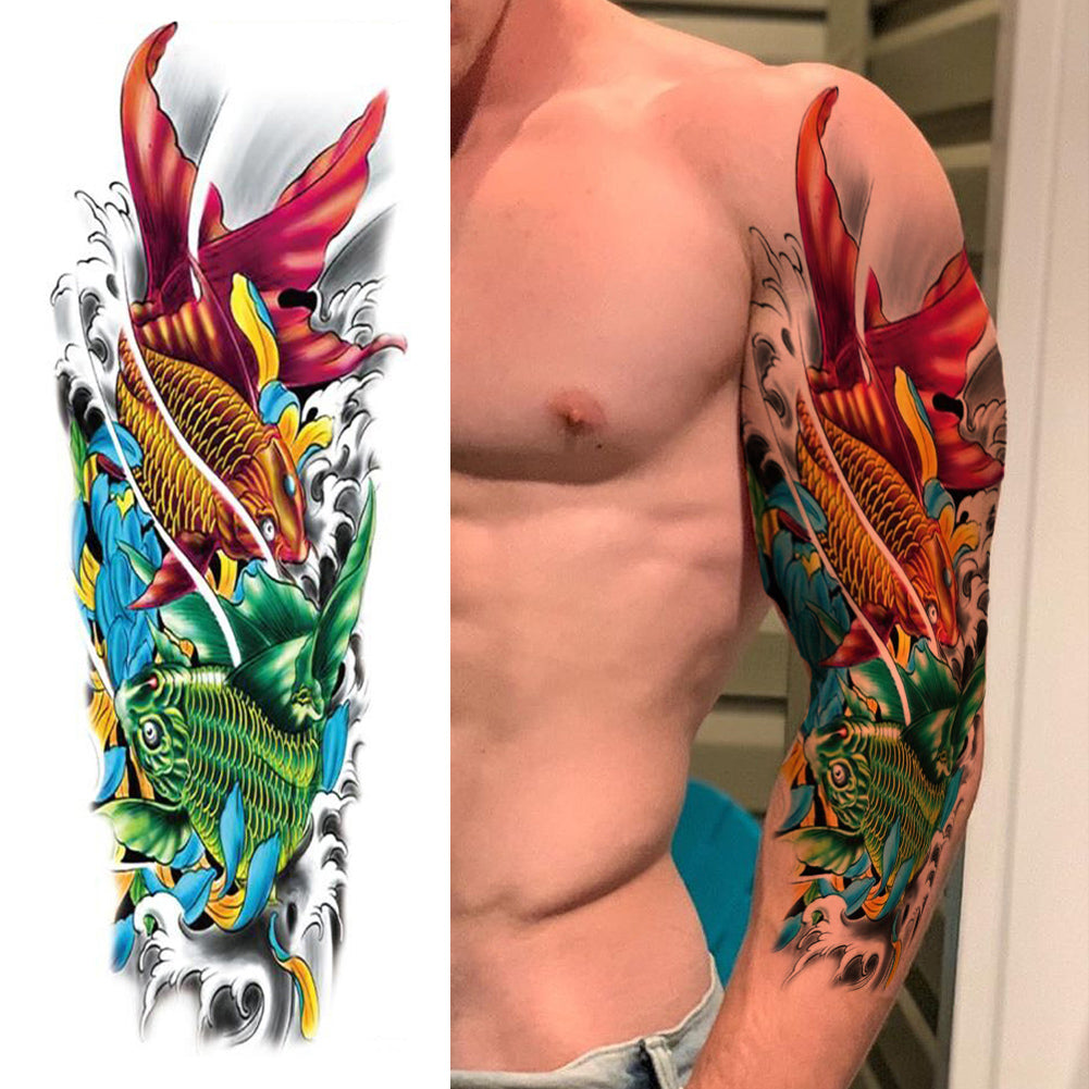 4 Sheets Monster Fish Skull Full Arm Sleeves