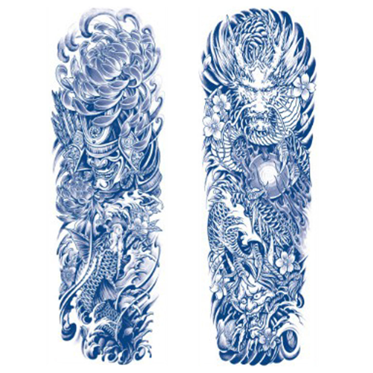 2 Sheets Dragon Wave Semi Permanent Full Arm Sleeves Tattoo