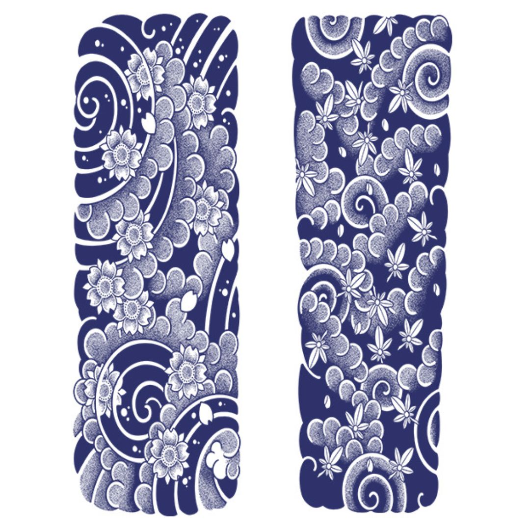 2 Sheets Cherry Blossom Full Arm Semi-Permanent Tattoo