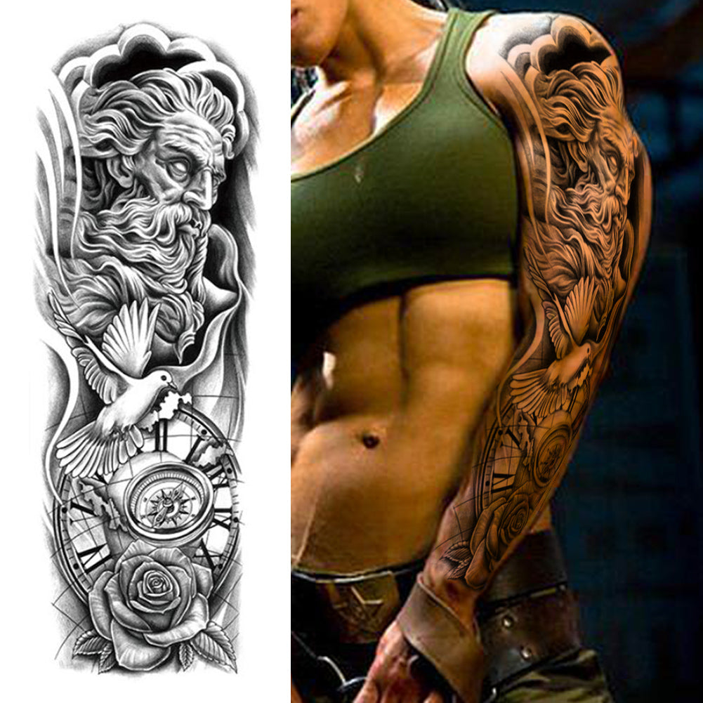 2 Sheets Viking Sail Full Arm Sleeves Temporary Tattoos