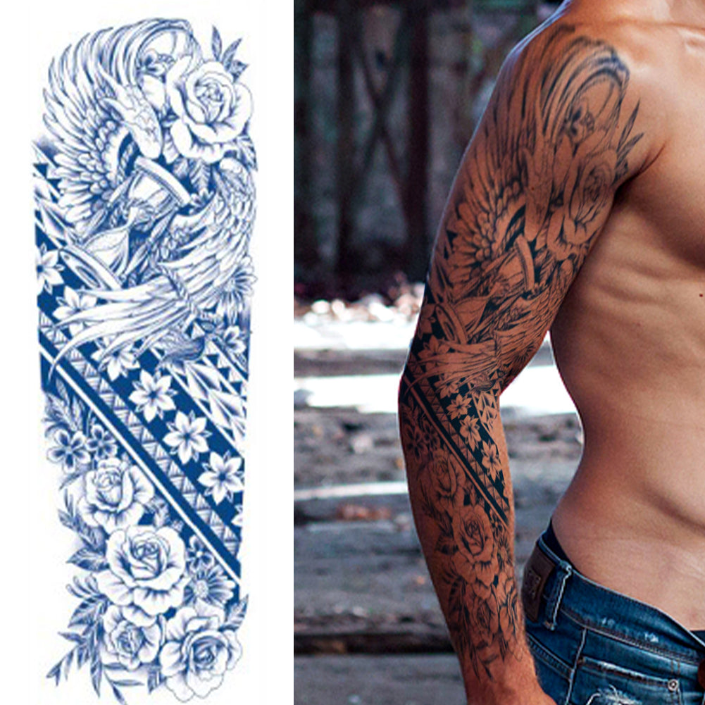 2  Sheets Cross Tribe Semi Permanent Full Arm Sleeves Tattoo