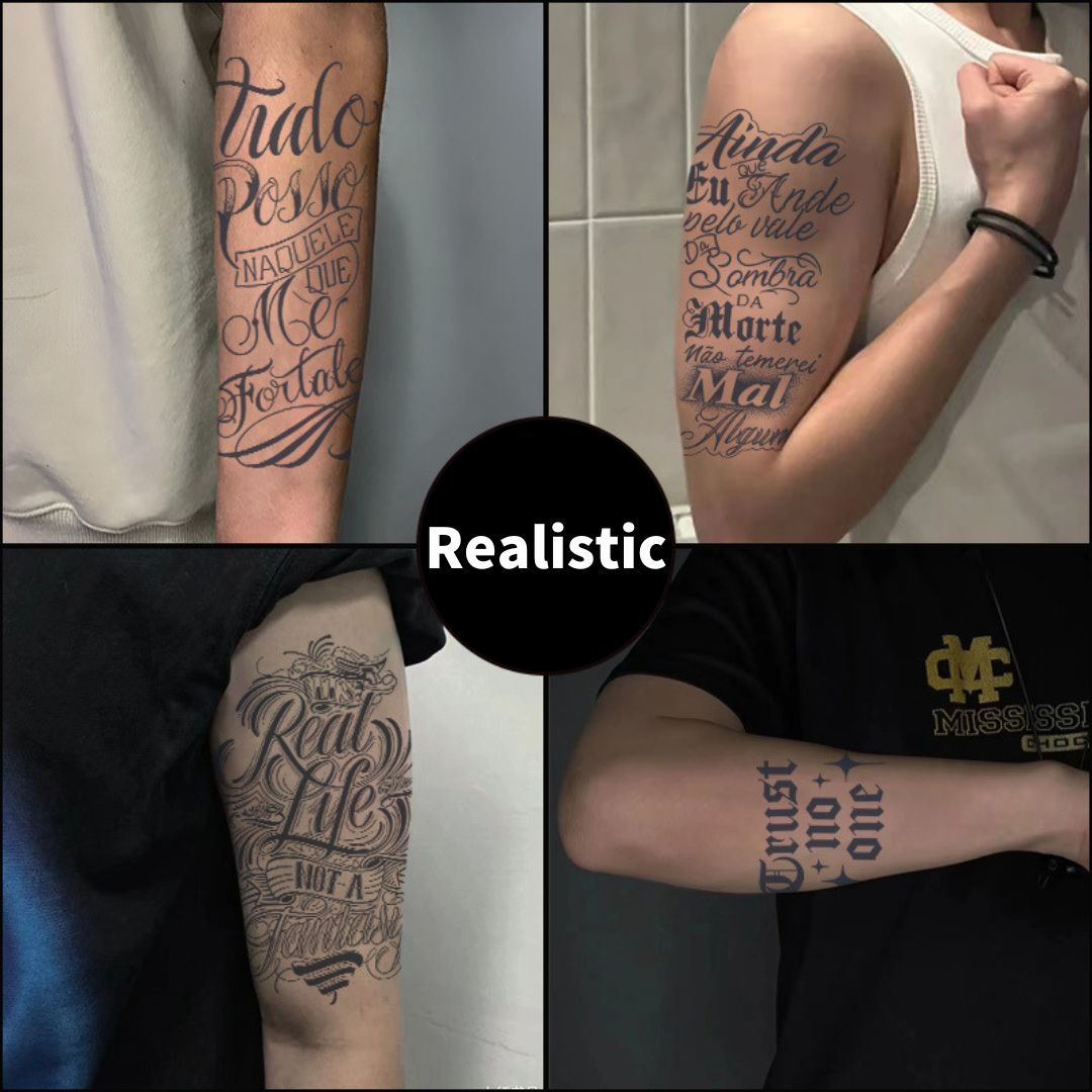 2 Sheets Cool Art Letters Large Semi-Permanent Tattoo Stickers
