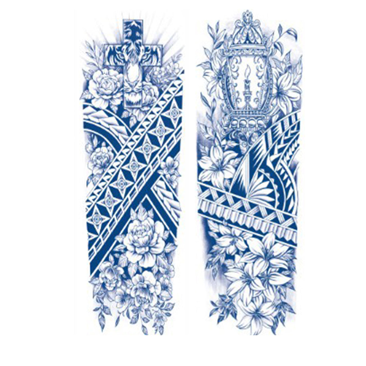 2  Sheets Cross Tribe Semi Permanent Full Arm Sleeves Tattoo