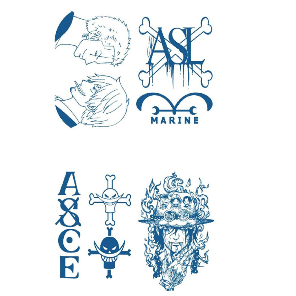 4 Sheets One Piece Japanese Anime Semi-Permanent Tattoo Stickers
