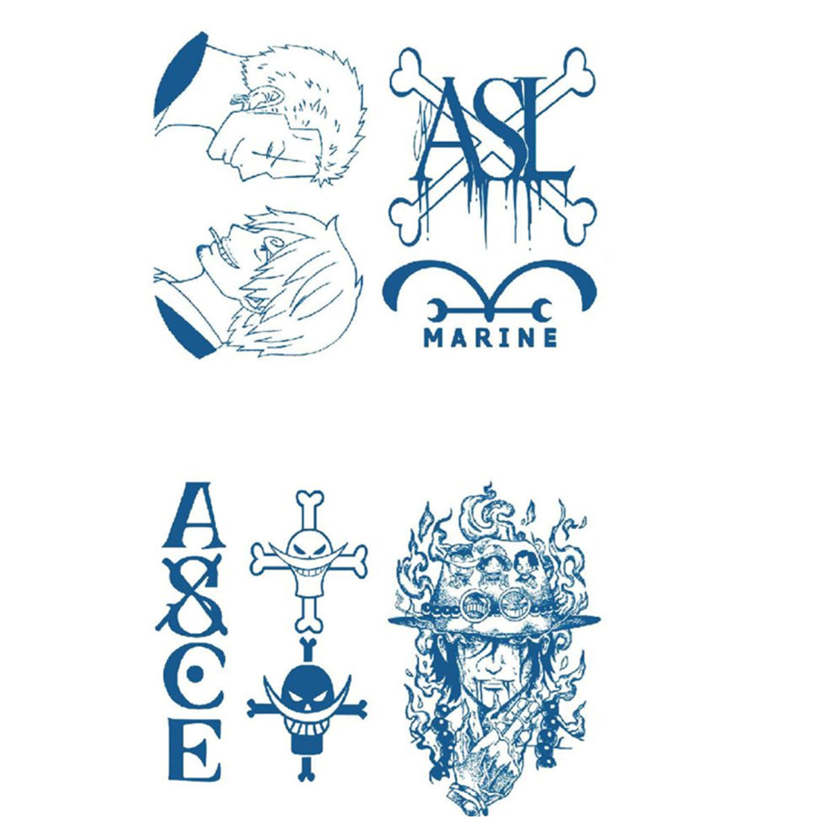 4 Sheets One Piece Japanese Anime Semi-Permanent Tattoo Stickers