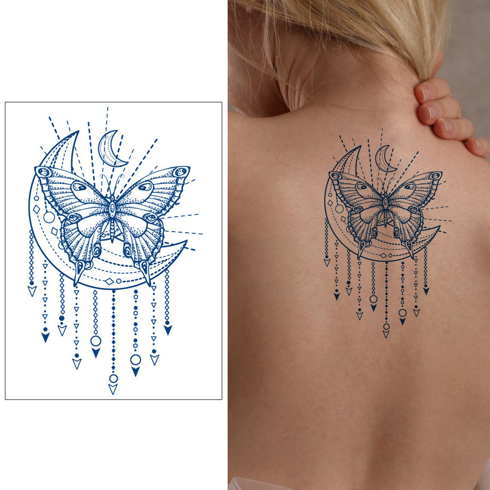 2 Sheets Semi-Permanent Art Butterfly Moon Tattoo Stickers