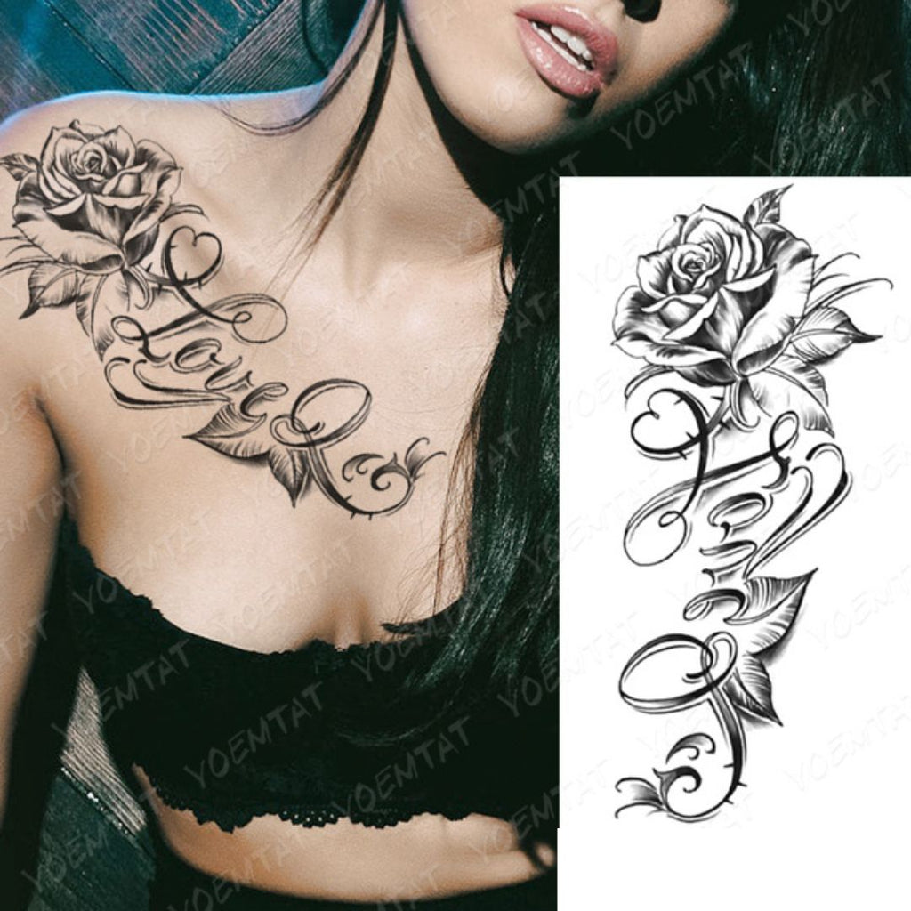 10 Sheets Black Flower Extra Large Temporary Tattoo