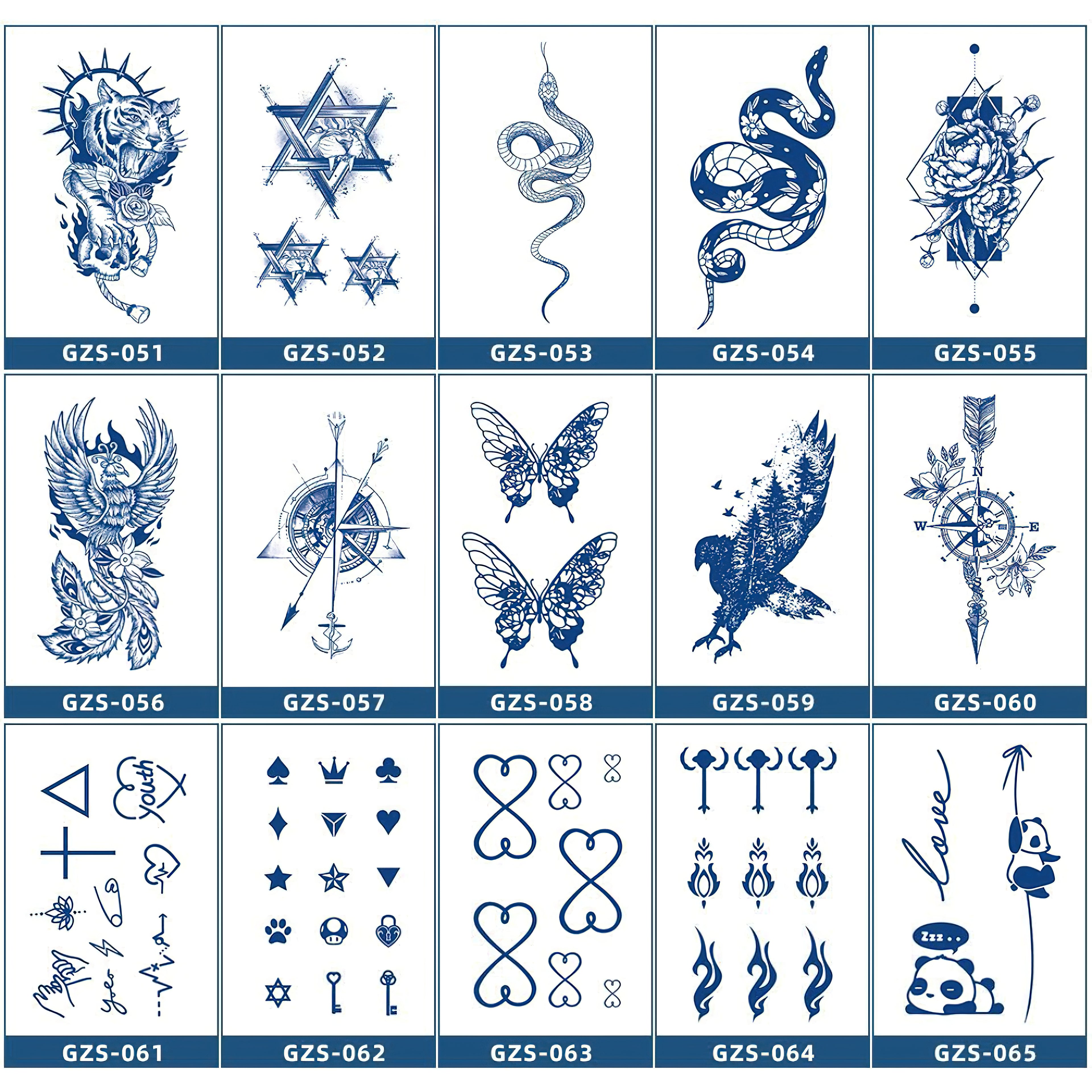 15 Sheets Cool Art Large Semi-Permanent Tattoo Stickers