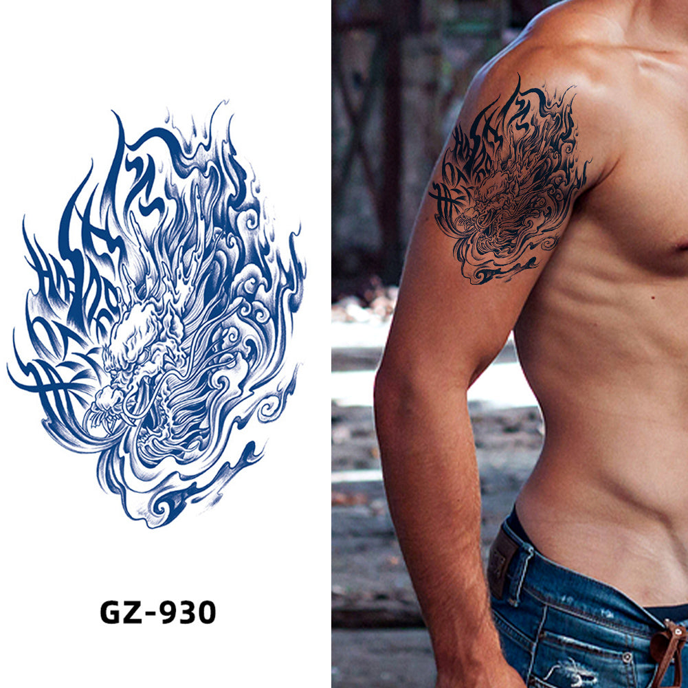 4 Sheet Extra Large Semi-Permanent Tattoo Dragon Art