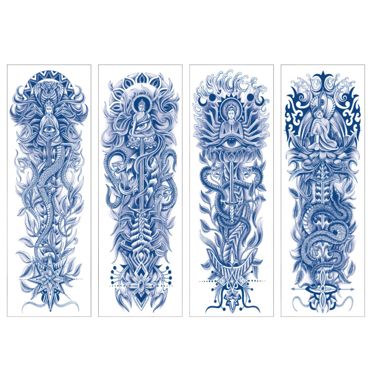 4 Sheets Semi Permanent Full Arm Sleeves Tattoo Lasts 15 Days