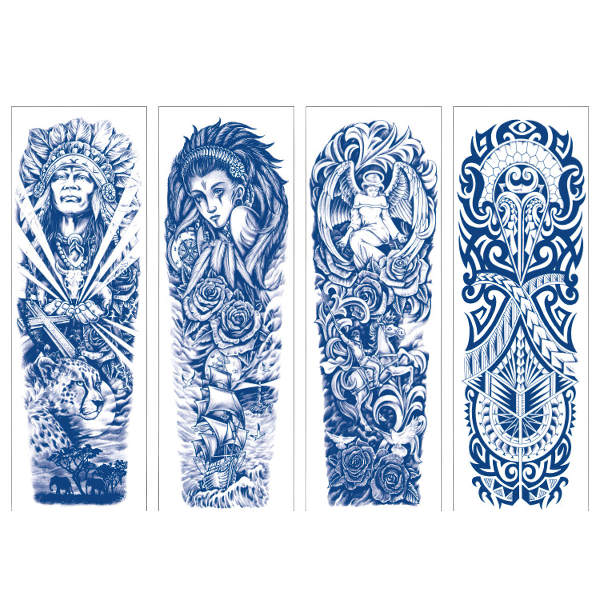 4 Sheets Semi Permanent Full Arm Sleeves Tattoo Lasts 15 Days