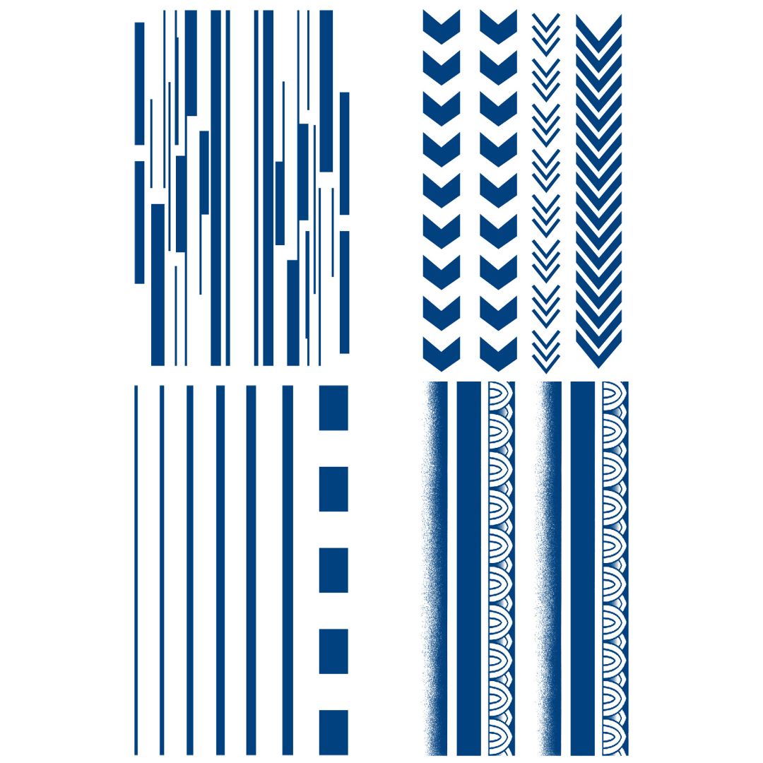 2 Sheets Semi-Permanent Tattoo Line Dots Arrow