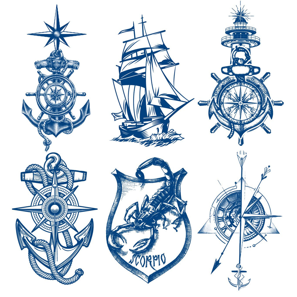 4 Sheets Semi Permanent Anchor Tattoos Stickers