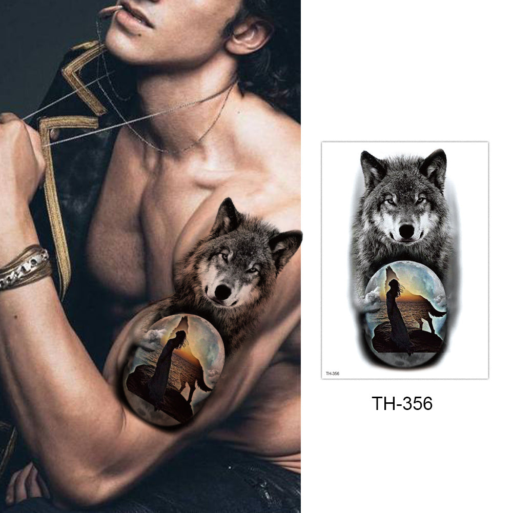 4 Sheets Wolf Half Arm Temporary Tattoo Stickers