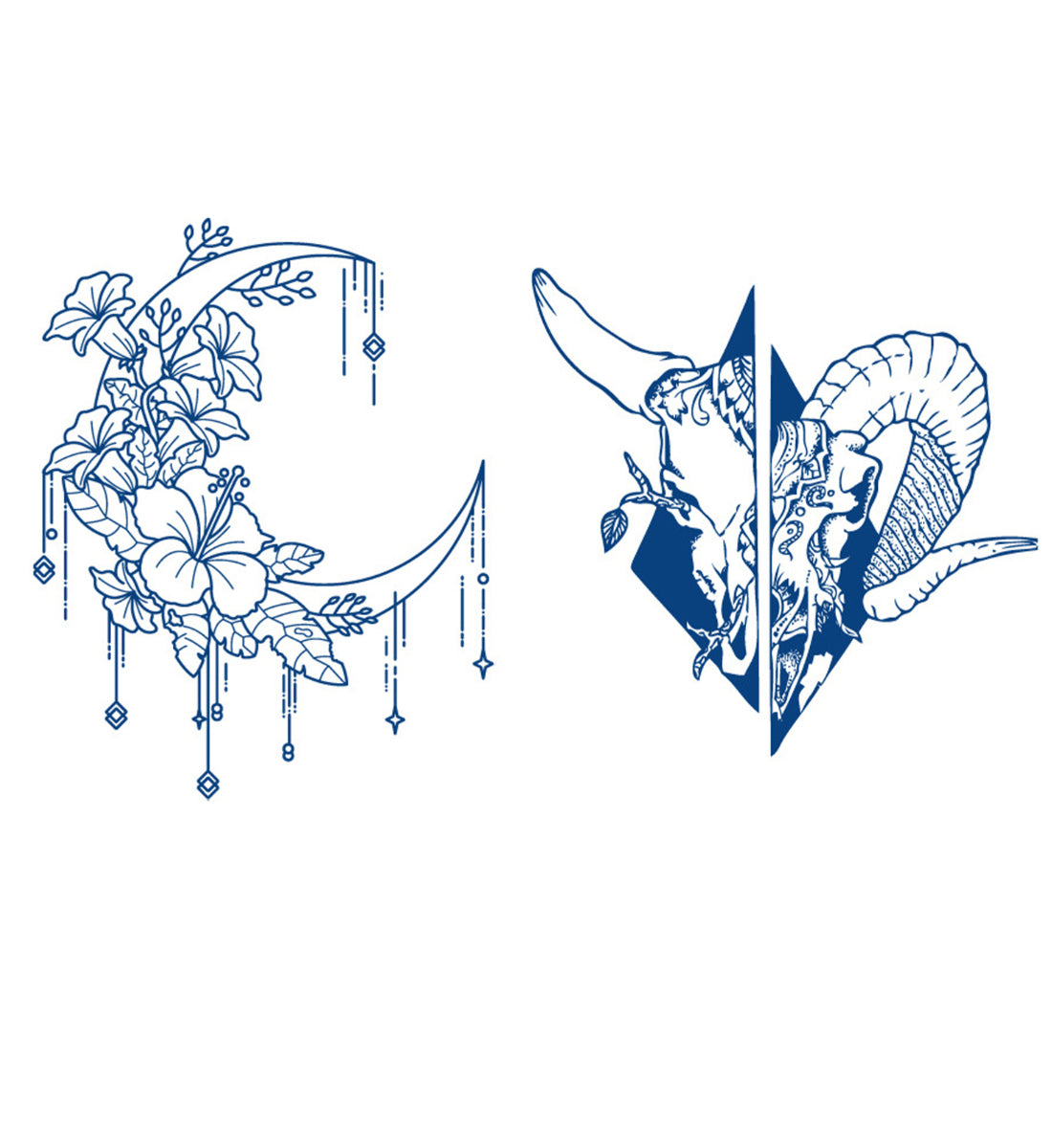 2 Sheets Semi-Permanent Art Butterfly Moon Tattoo Stickers