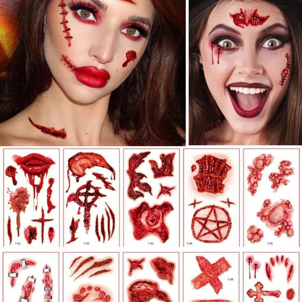10 Sheets Holloween Spooky Temporary Tattoo