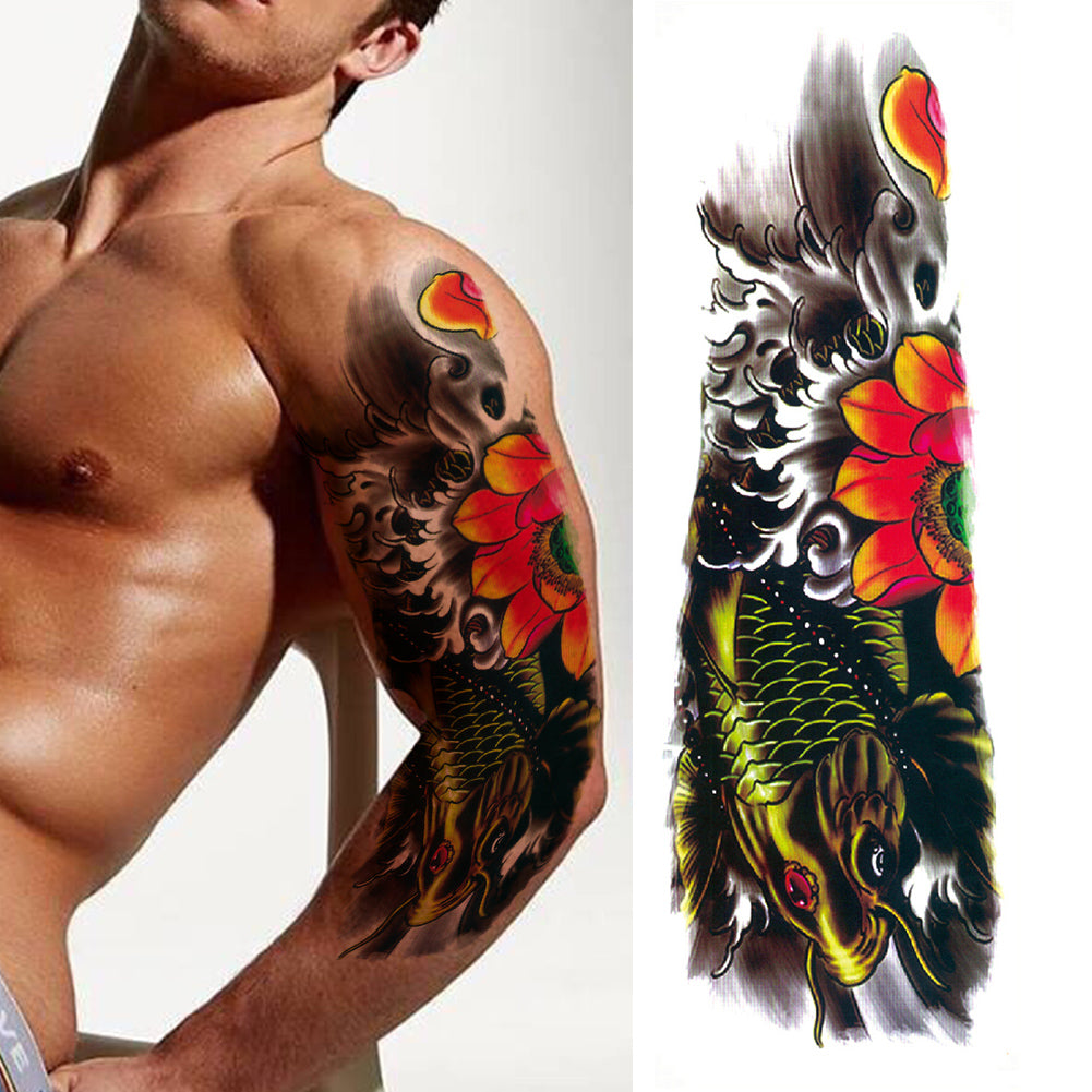 4 Sheets Monster Fish Skull Full Arm Sleeves