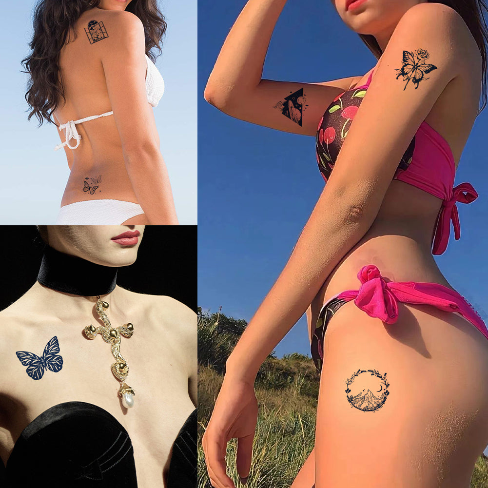 11 Sheets Semi-Permanent Small Butterfly Space Tattoo Stickers