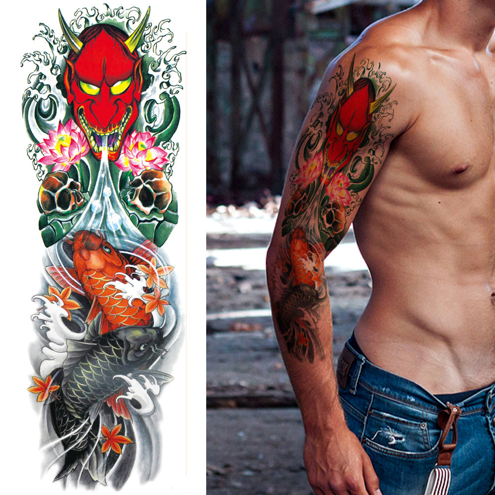4 Sheets Monster Fish Skull Full Arm Sleeves