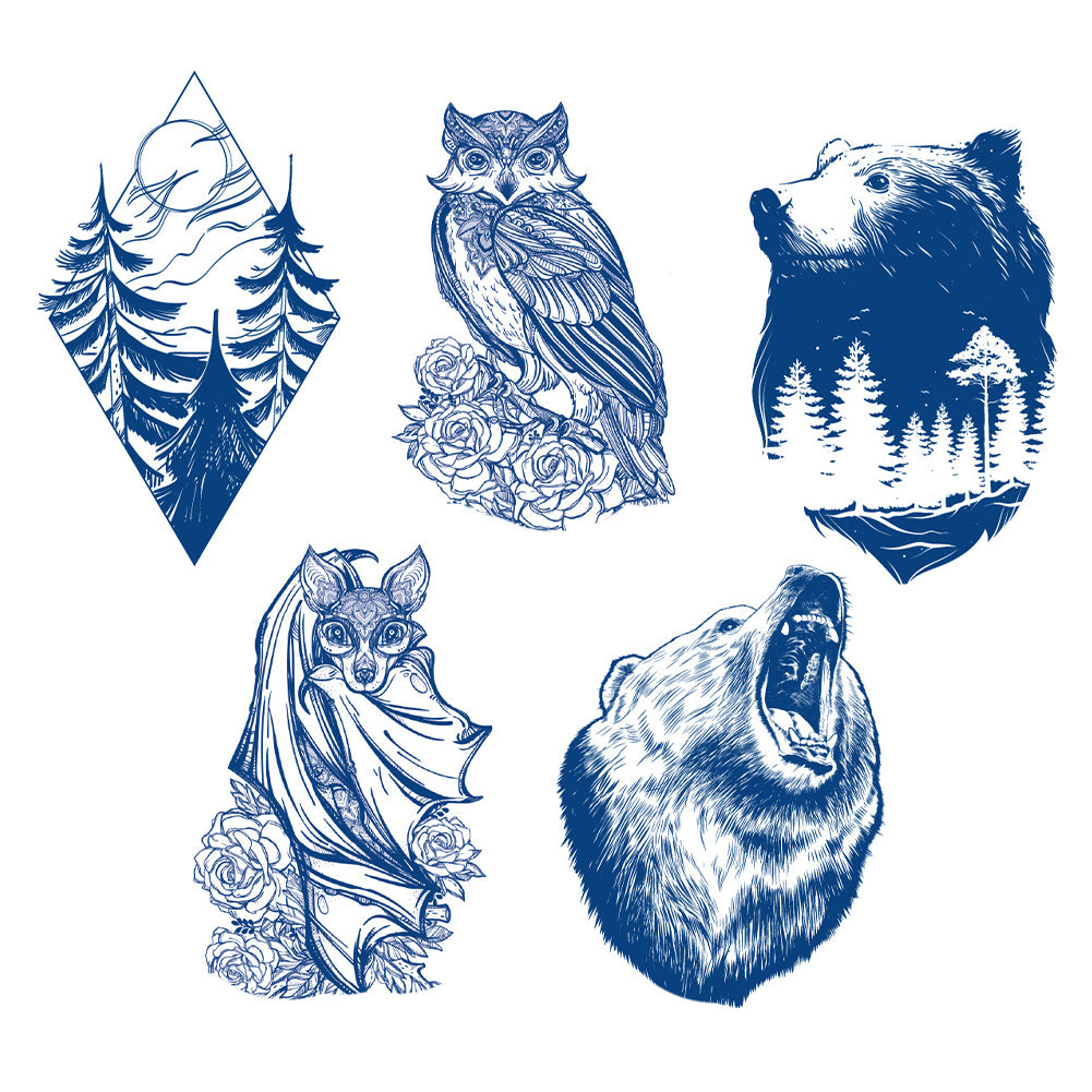 2 Sheets Semi-Permanent Forest Bear Tattoo Stickers