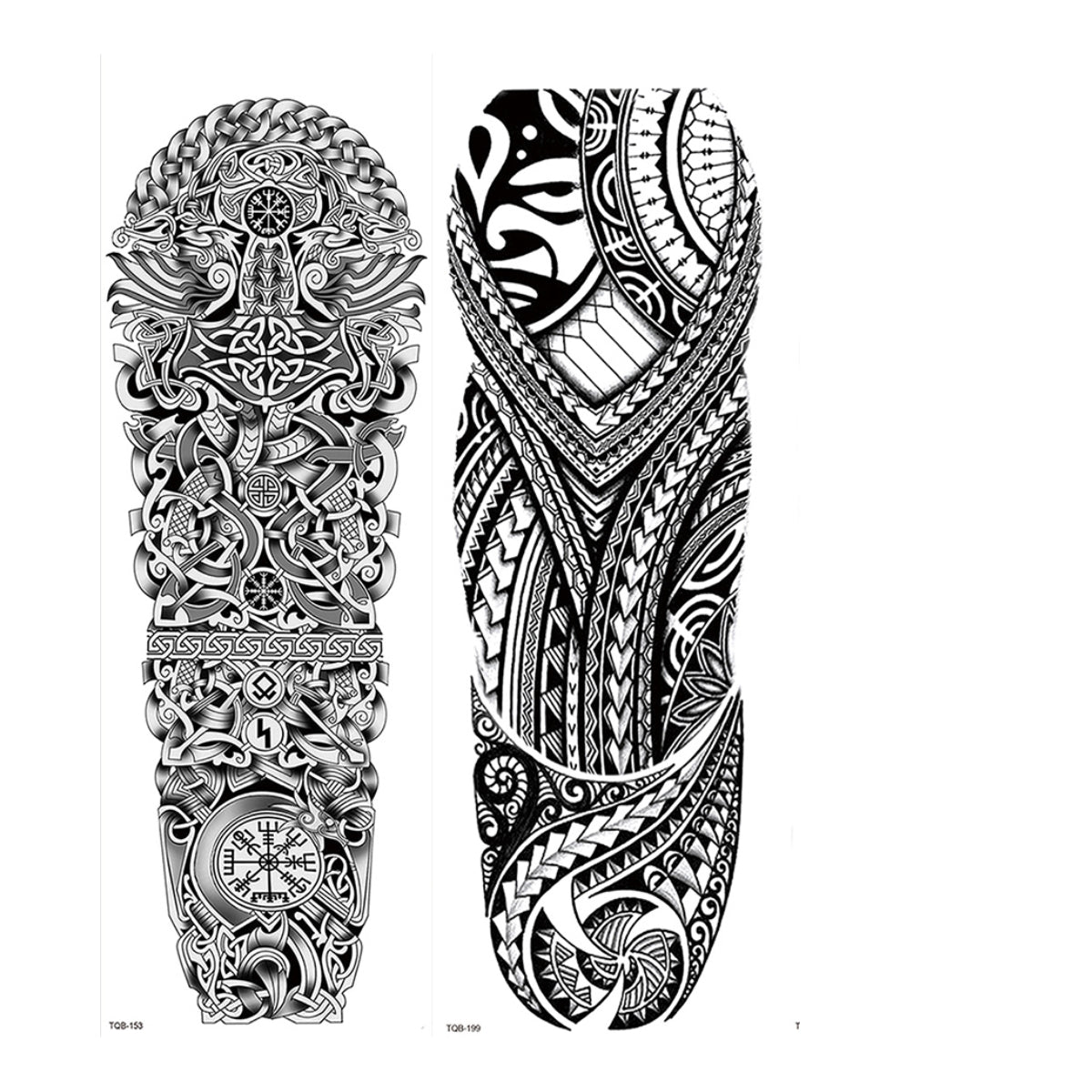 2 Sheets Bone Metal Totem Tribe Full Arm Sleeves