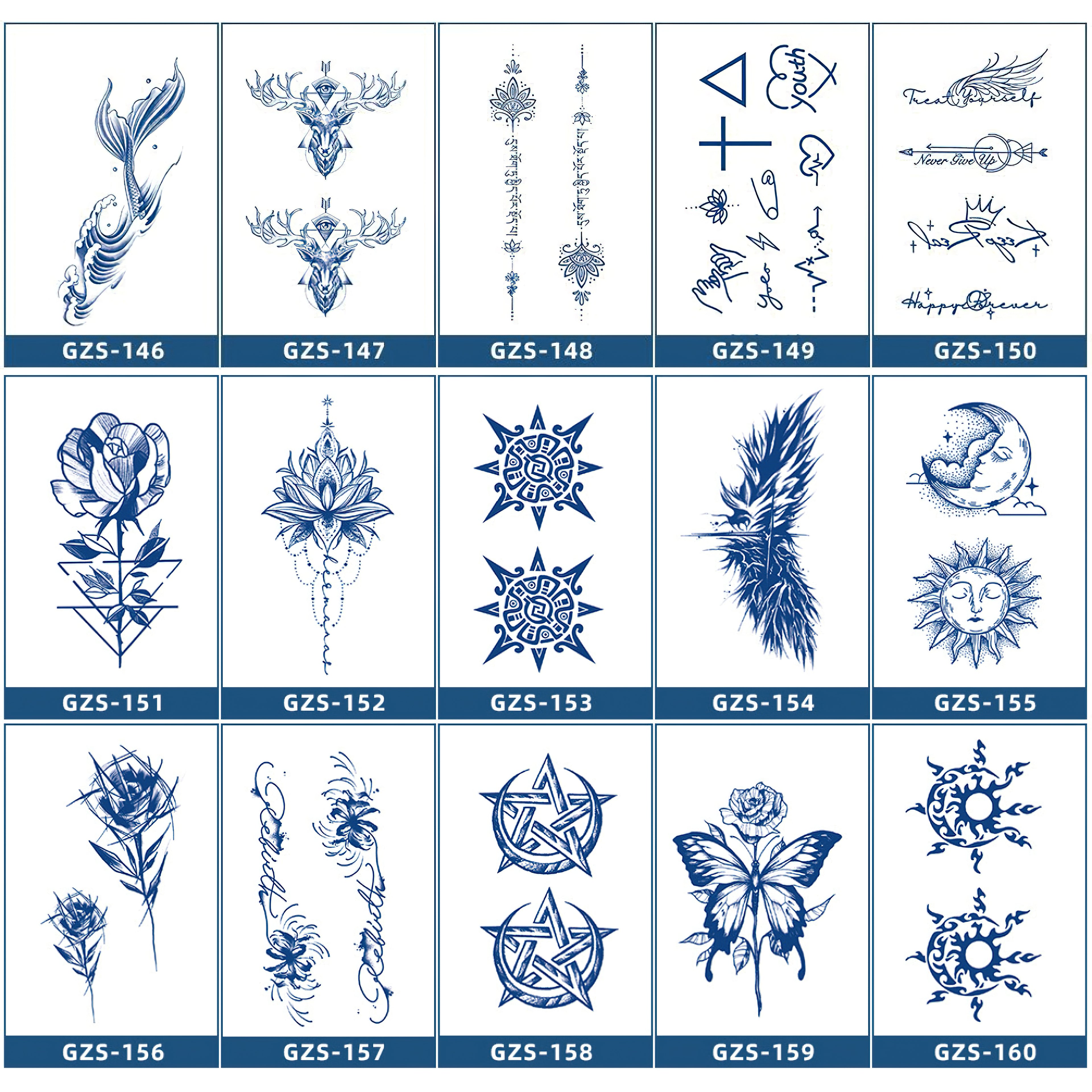 15 Sheets Cool Art Large Semi-Permanent Tattoo Stickers