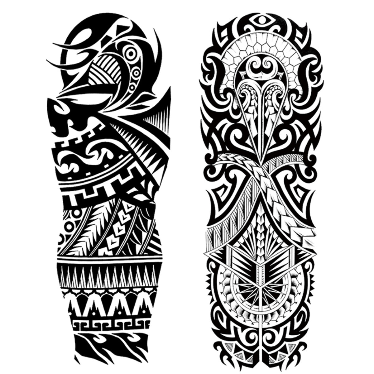 2 Sheets Full Arm Sleeve Maori Temporary Tattoos Realistic Thorns Totem Waterproof Tattoo Stickers Arm Body