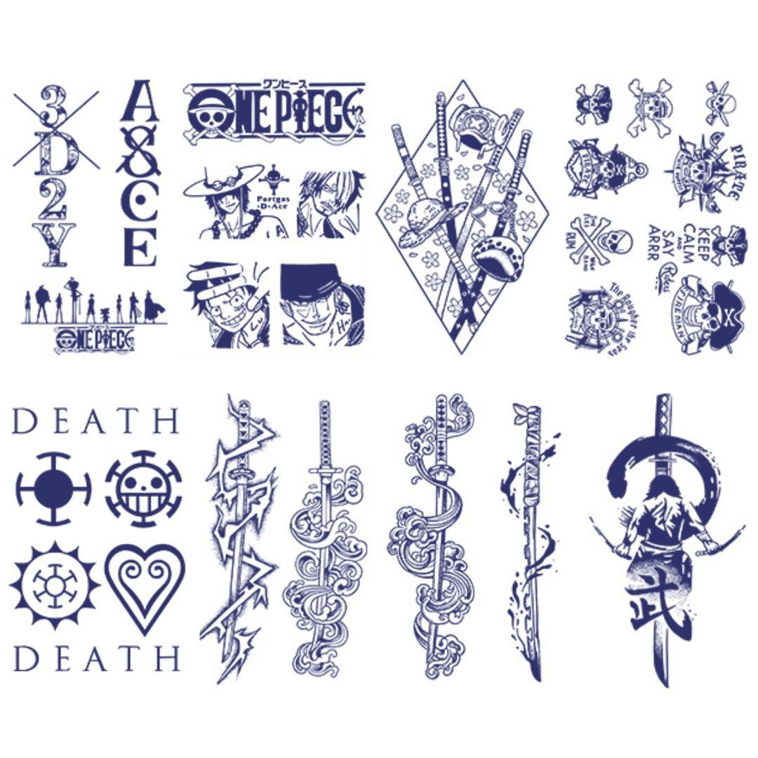 4 Sheets One Piece Semi-Permanent Tattoo Stickers