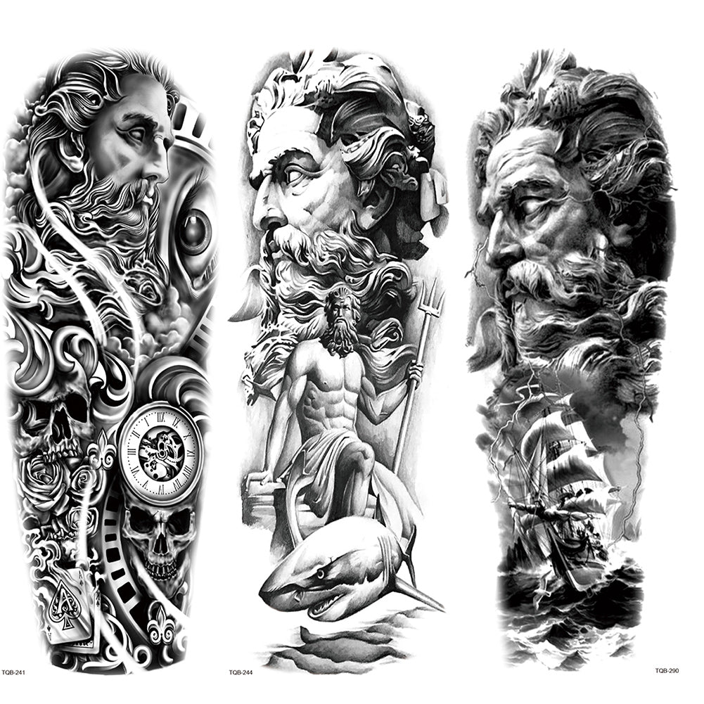 2 Sheets God Myth Clock Ship Full Arm Sleeves
