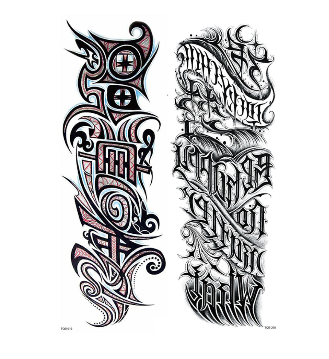 2 Sheets Totem Tribe Letter Cross Full Arm Sleeves