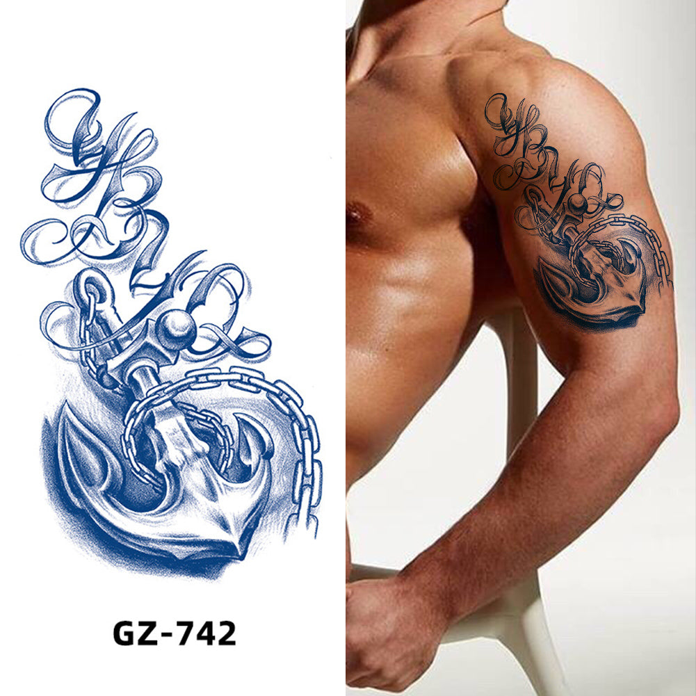 2 Sheet Compass Rose Anchor Extra Large Semi-Permanent Tattoo