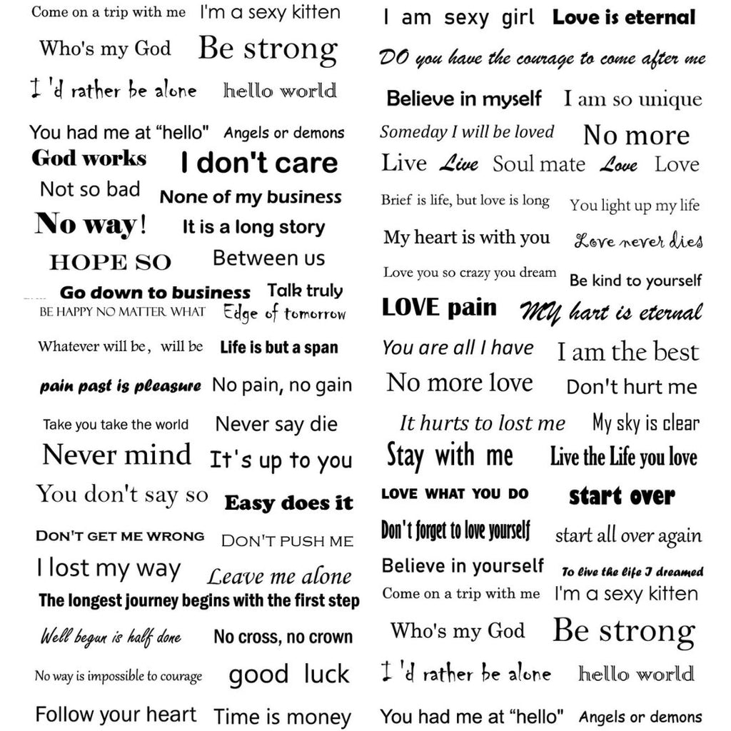10 Sheets Small English Letter Waterproof Temporary Tattoo