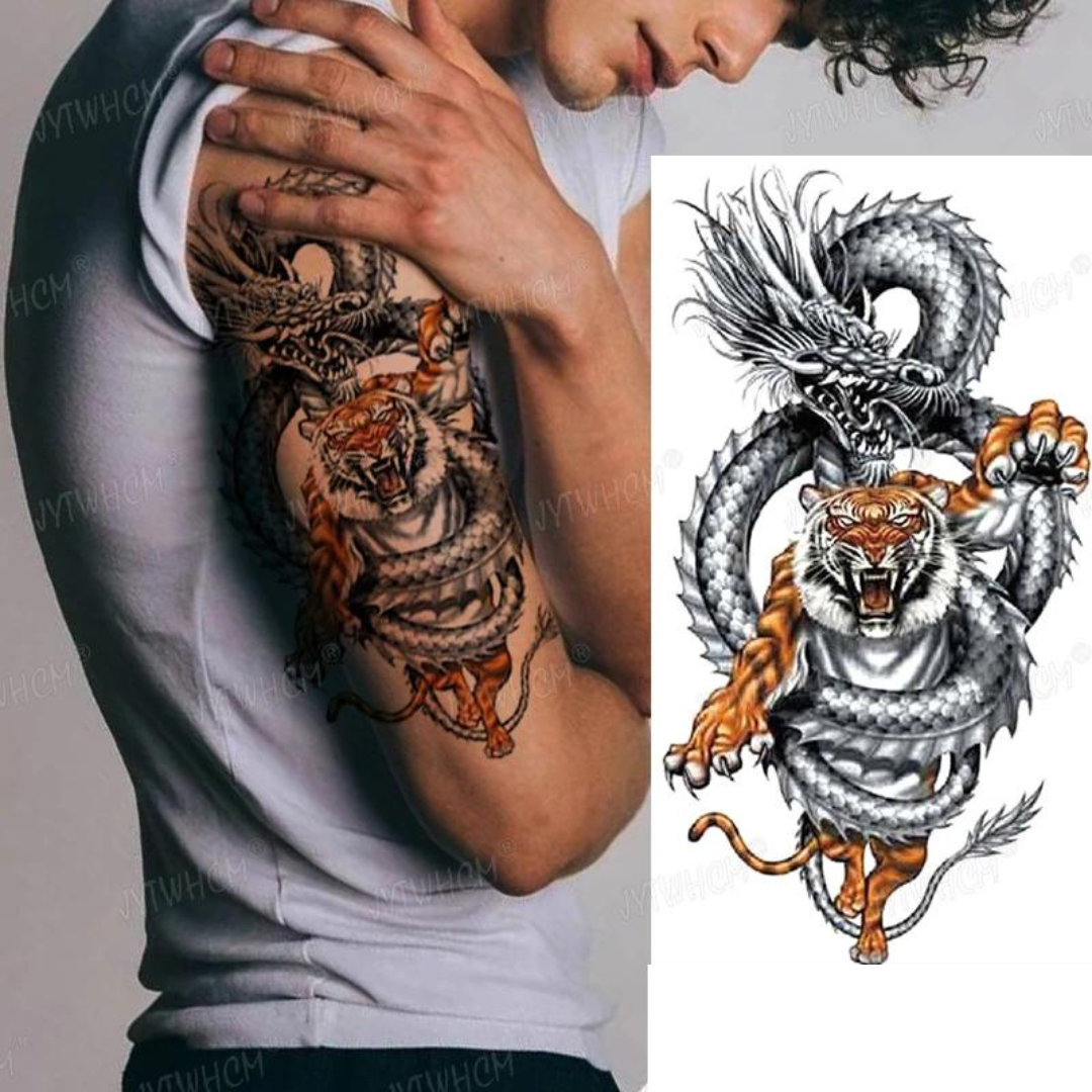 2 Sheets super cool dragon Extra large Arm Leg Thigh Waterproof Temporary Tattoos for woman and man Fake Tattoo