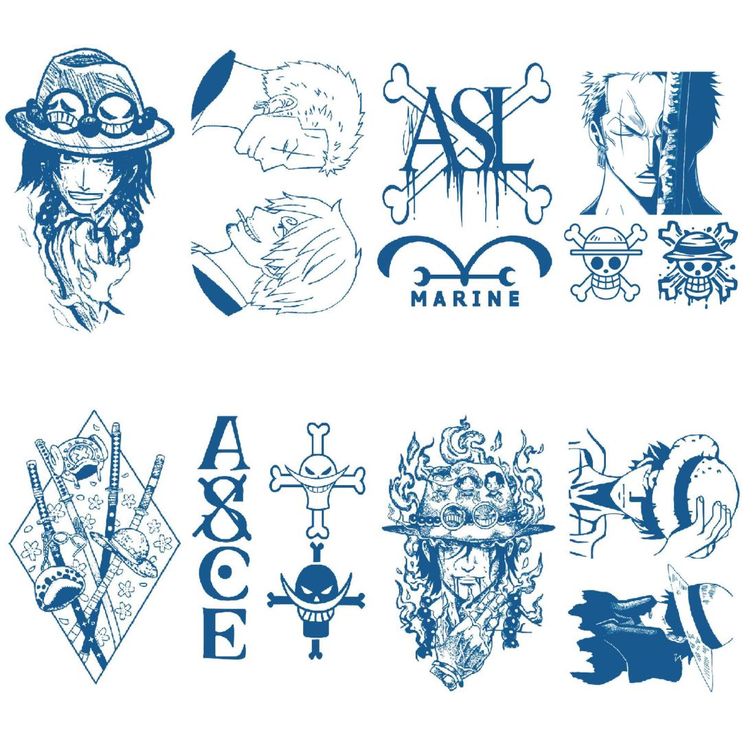 4 Sheets One Piece Japanese Anime Semi-Permanent Tattoo Stickers