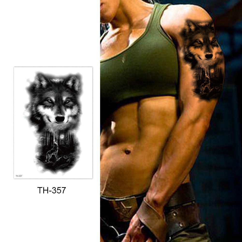 4 Sheets Wolf Half Arm Temporary Tattoo Stickers