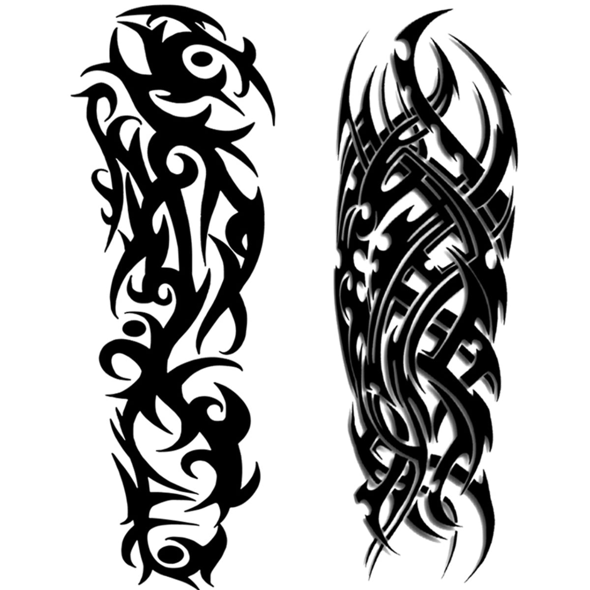 2 Sheets Full Arm Sleeve Maori Temporary Tattoos Realistic Thorns Totem Waterproof Tattoo Stickers Arm Body