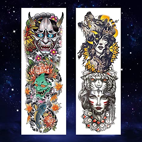 4 Sheets Skull Full Arm Tattoo