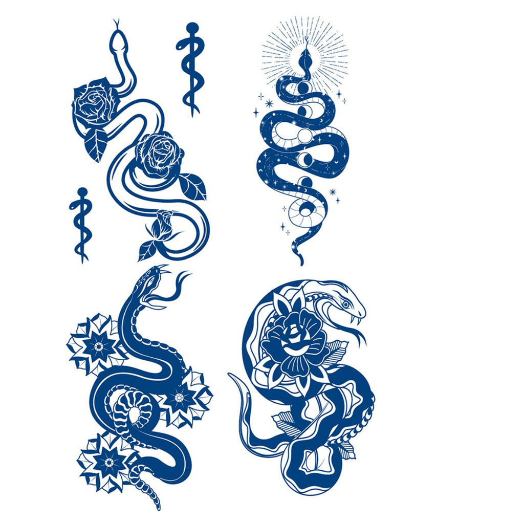 4 Sheets Semi Permanent Snake Tattoos Stickers