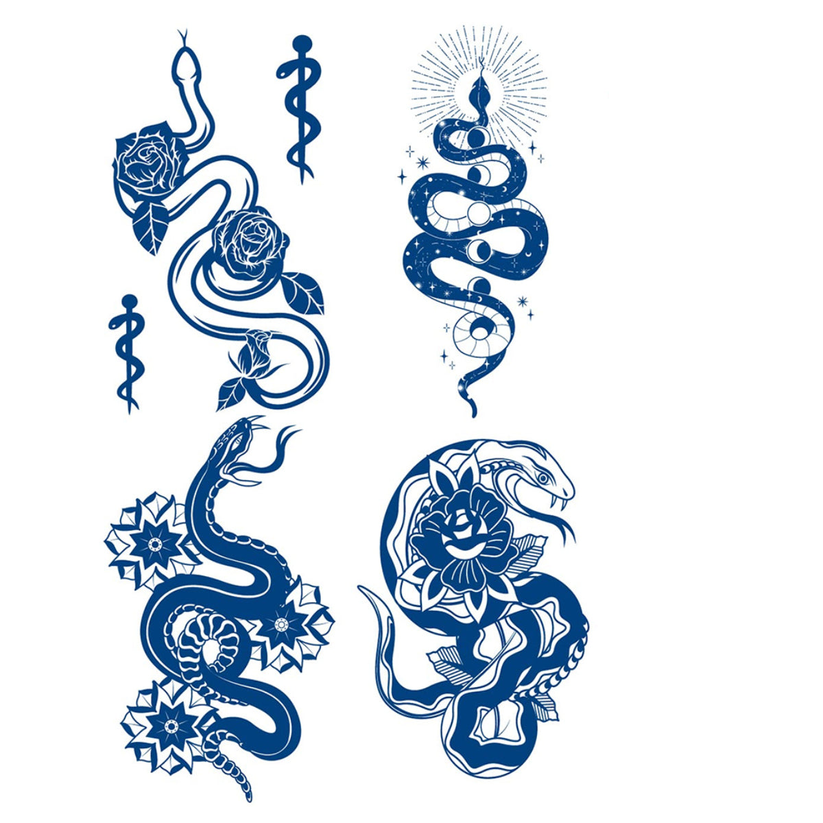 4 Sheets Semi Permanent Snake Tattoos Stickers