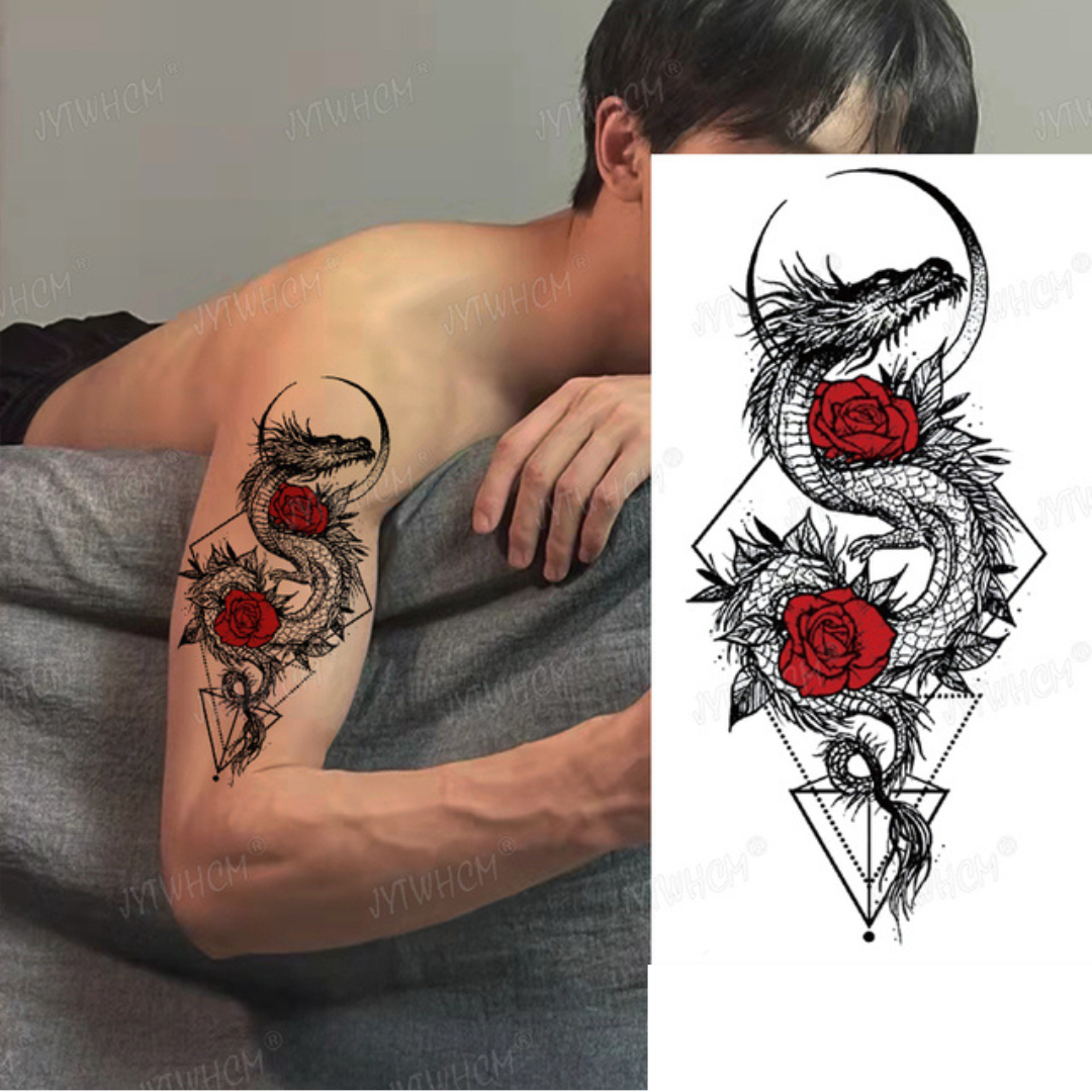 2 Sheets super cool dragon Extra large Arm Leg Thigh Waterproof Temporary Tattoos for woman and man Fake Tattoo