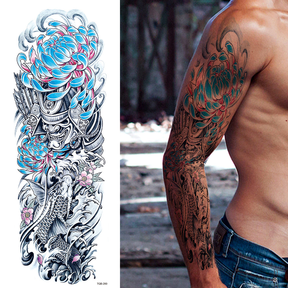 2 Sheets Wave Flower Japanese Style Full Arm Sleeves
