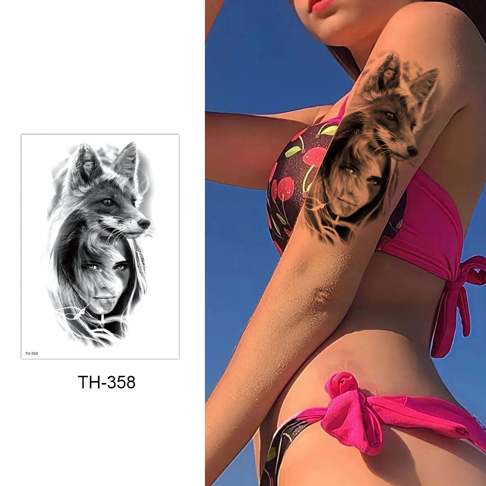4 Sheets Wolf Half Arm Temporary Tattoo Stickers