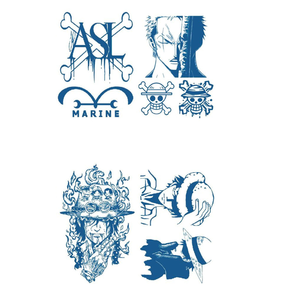 4 Sheets One Piece Japanese Anime Semi-Permanent Tattoo Stickers