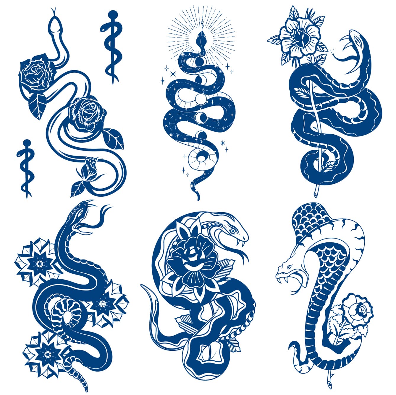 4 Sheets Semi Permanent Snake Tattoos Stickers