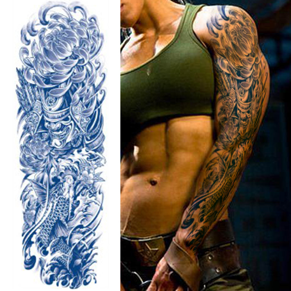 2 Sheets Dragon Wave Semi Permanent Full Arm Sleeves Tattoo