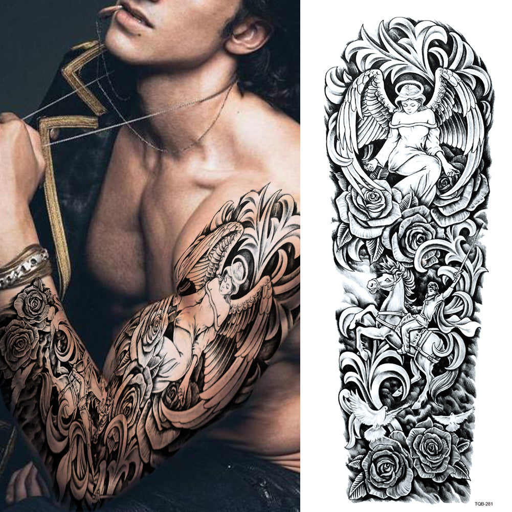 3 Sheets Angel Skull Full Arm Sleeves
