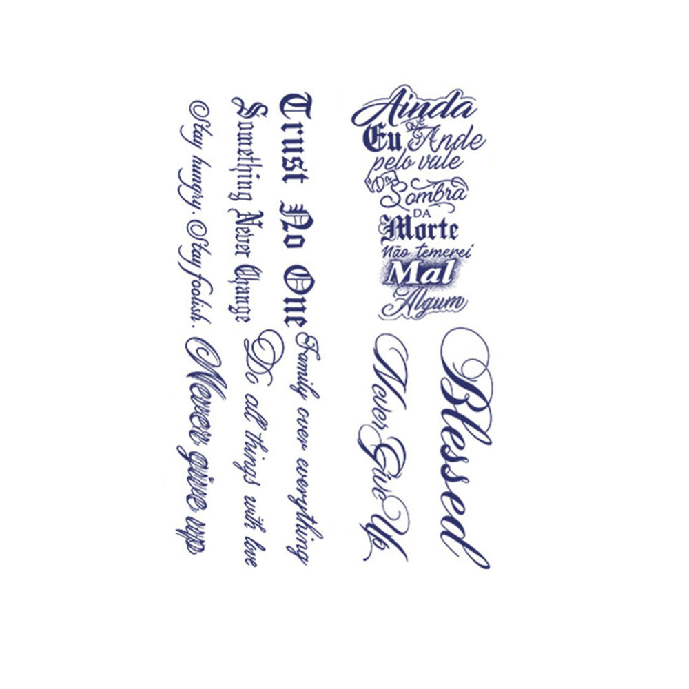 2 Sheets Cool Art Letters Large Semi-Permanent Tattoo Stickers